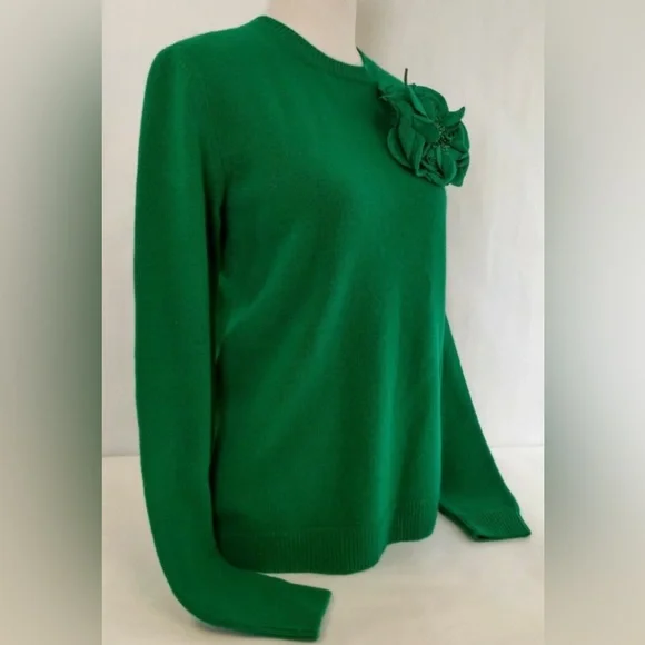 Gucci Green Wool Cashmere Jumper with detachable flower